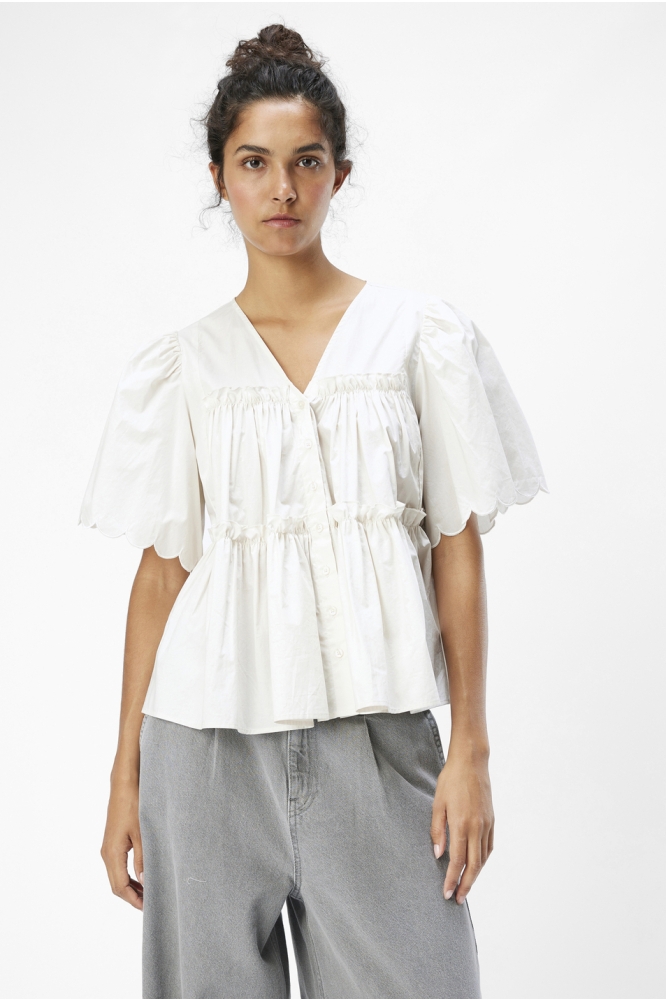 OBJHOPE S/S RE V-NECK TOP E DIV 23045854 White Sand